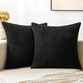 MIULEE Black Corduroy Pillow Covers Pack of 2 Boho Decorative Spliced Throw Pillow Covers Soft Couch Pillowcases Cross Patchwork Textured Cushion Covers for Living Room Bed Sofa 18x18 inch