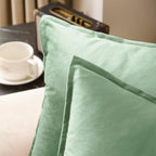 VAKADO Throw Pillow Covers 16x16 Set of 2 Sage Green Velvet Decor Decorative Couch Cushion Euro Pillowcases with Fringe Home Bed Decoration for Sofa Bedroom Office