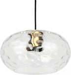 Clear Glass Pendant Lighting, 11" Hammered Lampshade Hanging Lamp, 1-Light Brass Gold Chandelier for Dining Living Room Kitchen Island