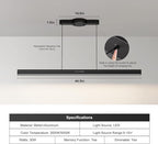 44.5" Dimmable LED Linear Kitchen Island Pendant Light Fixtures with Memory Function, 30W Modern Touch Control Chandelier, Adjustable Color Temperature, Dining Room Light Fixture for Office Bar, Black