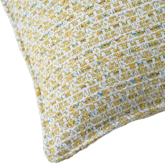 Luxury Tweed & Chenille Throw Pillow Covers – Set of 2 (18" x 18") with Soft and Luxurious Textures Decorative Throw Pillows for Couch, Bed, and Home Decor (Yellow)