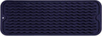 Silicone Dish Drying Mat for Multiple Usage,Easy clean,Eco-friendly,Heat-resistant Silicone Mat for Kitchen Counter,Sink,Bar,Bottle,or Cup Navy Blue M 17 inches x 6 inches