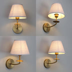 Phansthy Hardwired Wall Sconce Light, Linen Fabric Shade Indoor Wall Lamps, Wall Decor Lightings for Living Room, Bedroom, Hallway, Vanity Mirror (Antique Gold)
