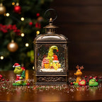 Christmas Snow Globe Lantern Water Glittering Gnomes Scandinavian Santa Elf with Music, USB Lined/Battery Operated Lighted Lantern for Christmas Festival Decoration Gifts