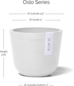 Ecopots Oslo Mini Durable Modern Round Indoor/Outdoor Recycled-Based Composite Flower Pot Planter, Pure White, 4.5"