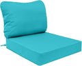 AAAAAcessories Outdoor Deep Seat Cushions, Waterproof, Fade-Resistant Patio Furniture Replacement Cushions, 23.5" x 25.5" x 5" + 23.5" x 19", Turquoise Blue