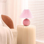 Zenply Korean Pleated Table Lamp, Bedside Nightstand Mini Lamp for Bedroom Living Room Side Table Small Spaces