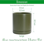 D'vine Dev Set of 2 Plants Pots, 10 Inch Ceramic Planter Pot for Plants with Drainage Hole and Saucer, Olive, 94-V-E-J