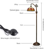 Tiffany Floor Lamp Vintage Standing Lamp Red Tulip Style Stained Glass Floor Light Rustic Corner Gooseneck Floor Lamp with Adjustable Angle for Home Decor Living Room Bedroom 12X12X63 Inches