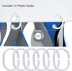 Modern Striped Shower Curtain Set with Waterproof Fabric, 70.8x70.8 Inches, Includes 12 PCS Hooks - Blue, Black, White, Grey Design, Home Bathroom Decor with Rugs and Toilet Lid Cover.
