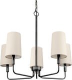 Chandelier, Matte Black with Beige Linen Fabric Shade, Farmhouse Linear Island Lighting Fixture for Kitchen, Dining Room (Matte Black with Linen Fabric Shades)