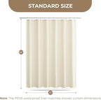 downluxe Linen Texture 3 in 1 Farmhouse Shower Curtain Set with Tassel, Boho Fabric Shower Curtains for Bathroom, Cream, 72W x 96L