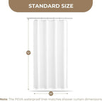 downluxe Linen Texture 3 in 1 Farmhouse Shower Curtain Set with Tassel, Boho Fabric Shower Curtains for Bathroom, White, 36W x 72L
