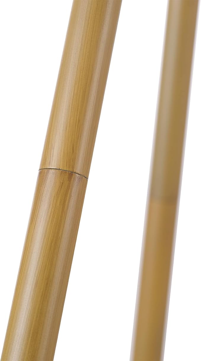 GLOBE Electric 65914 60" Floor Lamp, Faux Wood Tripod Base, Rattan Shade, On/Off Rotary Switch on Socket