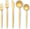 Stapava 40-Piece Matte Gold Silverware Set, Stainless Steel Gold Utensils Flatware Set for 8, Satin Finish Cutlery Include Forks Spoons and Knives Set for Home and Restaurant, Dishwasher Safe