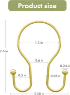 AmazerBath Shower Curtain Hooks Gold Shower Curtain Rings, Simple Double Hook Shower Curtain Hooks Rust Proof, Metal Smooth Shower Hooks for Shower Curtain Rod, 12 Pcs Shower Rod Hook Light Gold