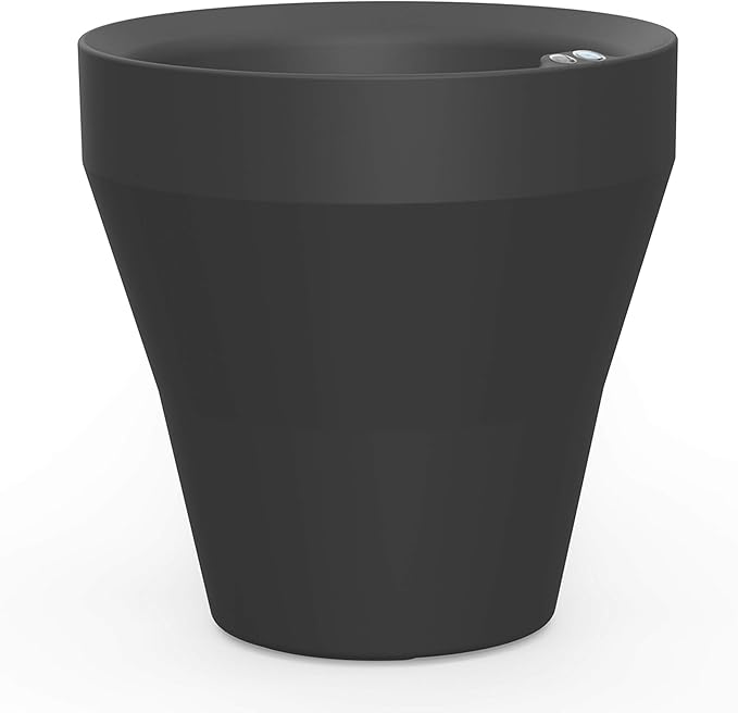Crescent Garden Rim TruDrop Planter, Self-Watering Plant Pot, 30-Inch (Caviar Black)