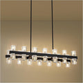 Black Linear Chandelier, 39 Inch 28-Lights Modern Kitchen Island Dining Room Over Table Light Fixture, Industrial Farmhouse Large Pendant Lighting with Crystal Shade