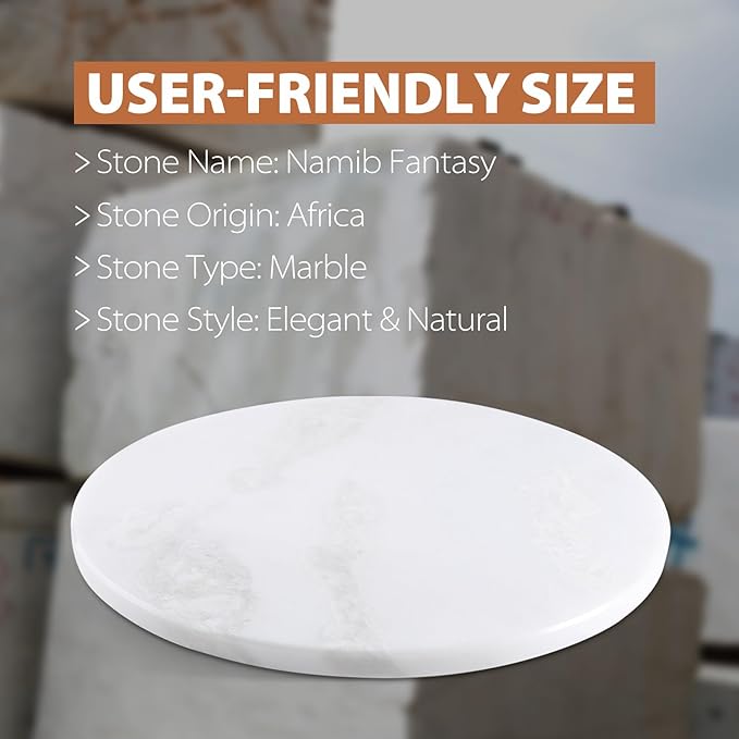 Koville African Natural Marble Cutting Board for Kitchen, 16inch Round Hand Crafted Marble Slab for Cheese, Charcuterie, Pastry Board - Wedding Gift, House Warming Gift(Namib Fantasy)