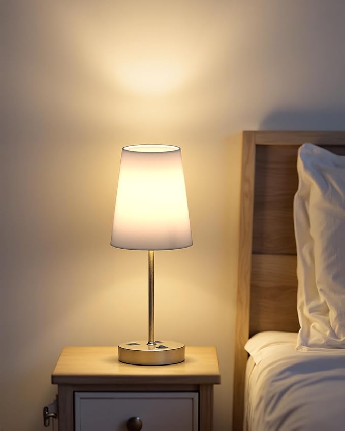 Bedside Table Lamp for Bedroom, 3-Way Dimmable Lamp with AC Outlet and USB C Charging Ports(PD 20W), Lamps with Shade for Night Stands, Living Room, Desk, and Home Office