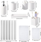21 Pcs Bathroom Accessory Set with Waterproof Shower Curtain and Non Slip Mat,Resin Bath Set with Toothbrush Holder and Lotion Soap Dispenser,Bathroom Countertop Organizer Set for Home Apartment