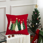 AACORS Christmas Pillow Cover 18X18 Inch Watercolor Christmas Tree Stars Decoration Holiday Farmhouse Winter Pillow Case for Sofa Couch Decor（Red） AA231-18