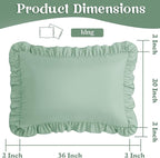 KKJIAF Ruffle Pillow Cases King Size Set of 2, Ruffled Pillow Covers with Envelope Closure, Wrinkle Resistant Pillowcases 20" x 36", Ruffled Pillow Shams, Sage Green