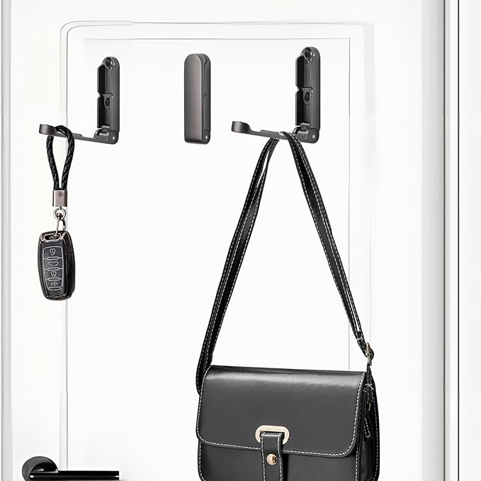 4Pcs Folding Coat Hooks, Zinc Alloy Folding Wall Hook for Hanging Coat Scarf Hat Robe Key Purse, folding coat hooks wall mounted with Screws(Gray)