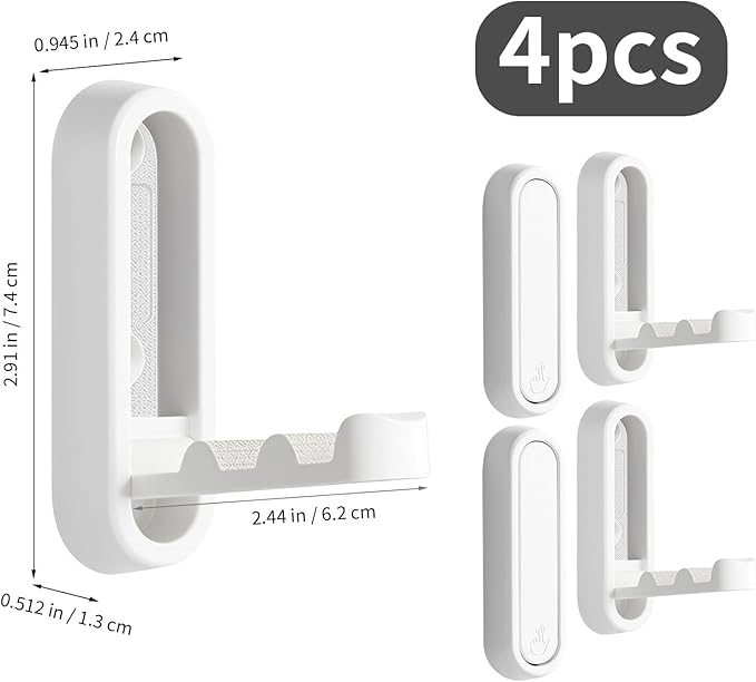 4Pcs Foldable Wall Hooks, Zinc Alloy Folding Hook White, Heavy Duty Folding Coat Hooks Wall Mounted for Hanging Coat Towels Bags Keys (White, 4 Pack)