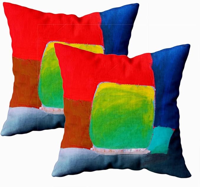 CAPSCEOLL Pillowcase Covers Abstract Original Contemporary Red Blue Green Painting 16X16 Inch Set of 2 Washable Pillow Covers for Bedroom Car Living Room Pillowcases