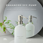 MaisoNovo Soap Dispenser 2-Piece Set | 16.9oz White Bottles with Silver Stainless Steel Pumps