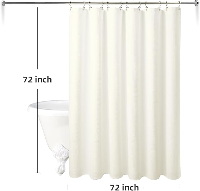 LaCyan 3 in 1 Waterproof Waffle Weave Shower Curtain and Clear Liner Set with 12 Stainless Steel Hooks Double Sided for Bathroom 72 Inches Heavy Duty Polyester Fabric Shower Curtains 72x72