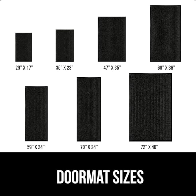 GORILLA GRIP Traffic Guard Door Mat, 70x24, Heavy Duty Welcome Mats, Commercial Office Space Doormat, Waterproof, Fade Resistant, Strong Rubber Backing, Low Profile, Shoe and Boot Scraper, Jet Black