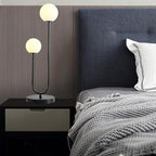 Black U-Shape 2-Light Table Light Mid Century Black Globe Table Lamp with Milk White Glass Shade Metal Base Nightstand Lamp for Bedroom Bedside,G9 Bulb