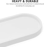 Matte White Round Soap Dispenser Tray, 8” Soap and Lotion Bottle Tray Organizer Plate for Bathrooms, Kitchens, Countertops - Holds 2 Soap Dispensers