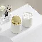 White and Gold Bathroom Accessories 2 Piece Set Luxury Matte Plastic Soap Dispenser and Toothbrush Holder for Modern Bathroom Decor