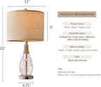 OYEARS 23" USB A+C Table Lamp for Bedroom Living Room Modern Bedside Lamps Retro Farmhouse Rattan Glass Nightstand Nightlight Lamps (White),Two Light Points