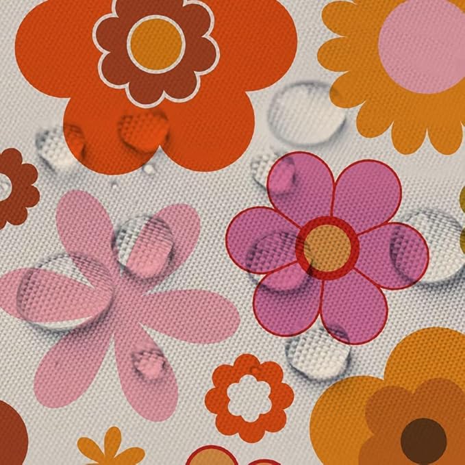 Retro Flowers Shower Curtain, Groovy Brown Orange Sun Flower Vintage 70s Fabric Shower Curtains Set for Bathroom Funky Hippie 1970 Boho Yellow Floral Decoration with Hooks 72 X 83 inch Bath Decor