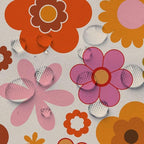 Retro Flowers Shower Curtain, Groovy Brown Orange Sun Flower Vintage 70s Fabric Shower Curtains Set for Bathroom Funky Hippie 1970 Boho Yellow Floral Decoration with Hooks 72 X 83 inch Bath Decor