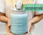 Comfify Wide Mouth Mason Jar Utensil Holder Decorative Kitchenware Organizer Crock, Dishwasher Safe - Kitchen Caddy Aqua Blue for Countertop, Large Size 7" Hight