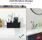 Luxspire Toothbrush Holder, 5 Slots Toothbrush Razor Holder Toothpaste Stand, Resin Decorative Dental Storage for Bathroom Accessories Set Vanity Counter Sink Organizer Storage Organizer Caddy - Black