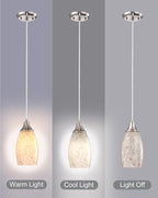 Milk Mini Glass Pendant Lights,Blown Art Glass Pendant Hanging Light Fixtures Kitchen Island Pendant Lamp Shade with Brushed Nickel Finish for Bar Counter,Hallway,Dining Room-3Pack