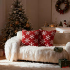 2 Pack Christmas Pillow Covers 18x18, Chenille Double-Sided Snowflake & Christmas Tree Decorative Throw Pillow Cases, Soft Farmhouse Holiday Cushion Covers for Sofa Couch Bed(Red,18x18)