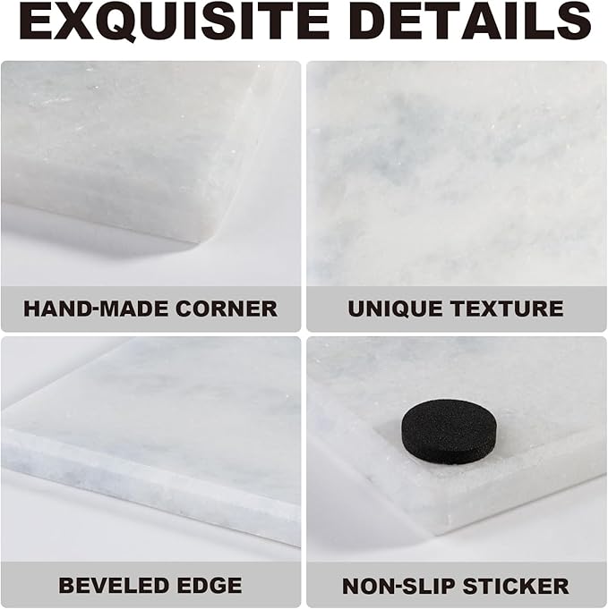 Natural Marble Cutting Boards for Kitchen - 12" x 8" Multi-Purpose Pastry Marble Tray Cheese Board Marble Slab for Counter, Bathroom Perfume Tray Jewelry Candle Plate (Namib Fantasy)