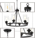 MELUCEE 6-Light Chandeliers for Dining Room, Farmhouse Lighting Black Light Fixtures Ceiling Hanging Industrial Pendant Light for Kitchen Island Bedroom Living Room