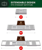 ROYAL CRAFT WOOD Premium Foldable Bathtub Tray - Expandable Bath Tray for Tub - Luxury Bathtub & Bathroom Accessories