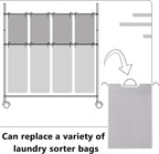 Bonuci 3 Pcs Laundry Sorter Replacement Bags Hamper Cart Removable Replacement Laundry Storage Organizer Bag Hamper Liner, No Hooks 14.76 x 8.66 x 21.65 Inch (Gray)