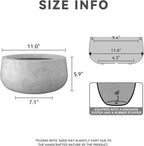 Kante 11.8" Dia Round Concrete Planter, Cement Plant Pots with Drainage Hole and Rubber Plug for Outdoor Indoor Garden Home, Modern Curvaceous Design, Natural Concrete