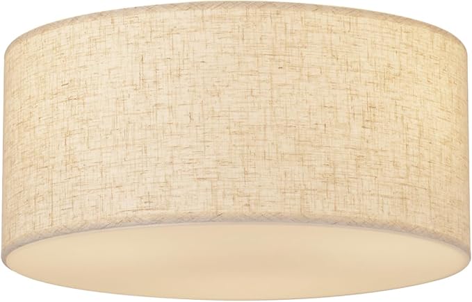 13inch Semi Flush Mount Ceiling Light Fixture,3-Light Ceiling Mount Drum Light Fixture with Linen Shade,Modern Close to Ceiling Lamps for Living Room, Bedroom, Dining Room,Hallway
