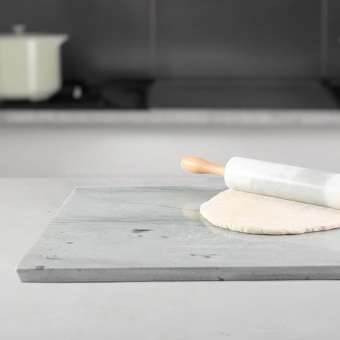 Koville Brazilian Natural Marble Cutting Board for Kitchen, 16x20inch Extra Large Hand Crafted Marble Slab for Cheese, Charcuterie, Pastry Board - Wedding Gift, House Warming Gift